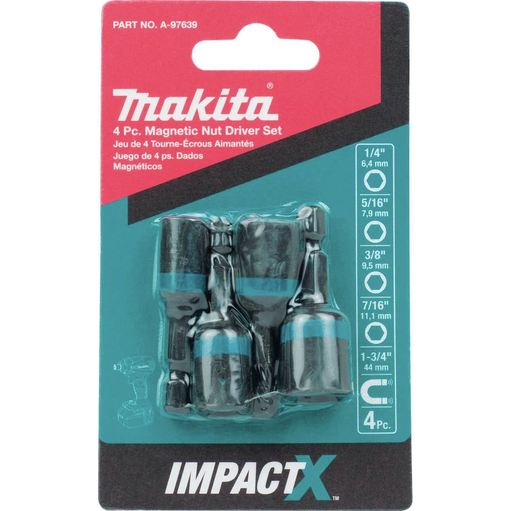 Makita A-97639 Makita ImpactX 4 Piece 1-3/4 In. Magnetic Nut Driver Set 4 Makita A-97639 Makita ImpactX 4 Piece 1-3/4 In. Magnetic Nut Driver Set - Image 2