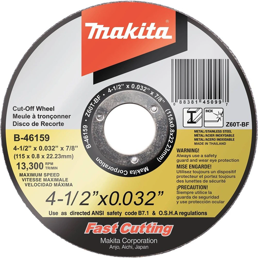 Makita B-46159-25 4-1/2 In. X .032 In. X 7/8 In. Ultra Thin Cut-Off Grinding Wheel (25-Pack) 4 Makita B-46159-25 4-1/2 In. X .032 In. X 7/8 In. Ultra Thin Cut-Off Grinding Wheel (25-Pack) - Image 2