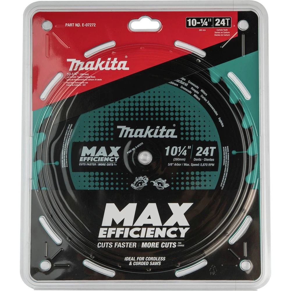 Makita E-07272 10-1/4 In. 24T Carbide-Tipped Max Efficiency Framing Circular Saw Blade 4 Makita E-07272 10-1/4 In. 24T Carbide-Tipped Max Efficiency Framing Circular Saw Blade - Image 2