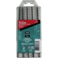 Makita E-10615 5-Piece 5/32 In. X 6 In. Carbide Tipped Percussion Masonry Hammer Drill Bit Set -Cheap Makita Store mktne 10615 b