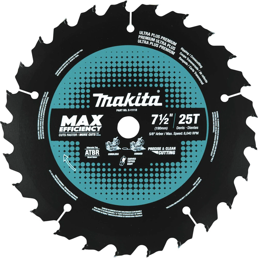 Makita E-11112 7-1/2 In. 25 Tooth Carbide-Tipped Max Efficiency Miter Saw Blade 3 Makita E-11112 7-1/2 In. 25 Tooth Carbide-Tipped Max Efficiency Miter Saw Blade