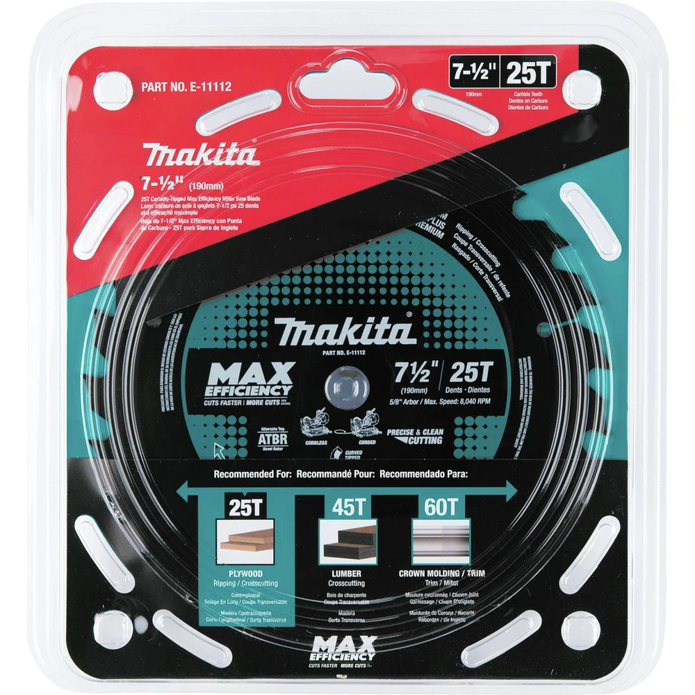 Makita E-11112 7-1/2 In. 25 Tooth Carbide-Tipped Max Efficiency Miter Saw Blade 5 Makita E-11112 7-1/2 In. 25 Tooth Carbide-Tipped Max Efficiency Miter Saw Blade - Image 3