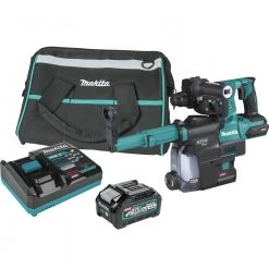 Makita GRH01M1W 40V Max XGT Brushless Lithium-Ion 1-1/8 In. Cordless AFT/AWS Capable AVT Rotary Hammer Kit With SDS-PLUS Dust Extractor (4 Ah)