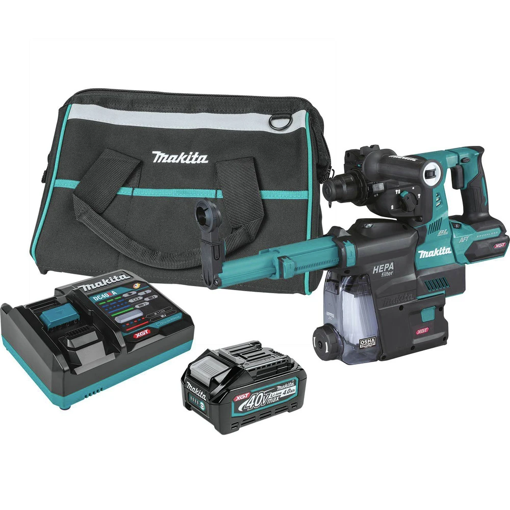 Makita GRH01M1W 40V Max XGT Brushless Lithium-Ion 1-1/8 In. Cordless AFT/AWS Capable AVT Rotary Hammer Kit With SDS-PLUS Dust Extractor (4 Ah) 3 Makita GRH01M1W 40V Max XGT Brushless Lithium-Ion 1-1/8 In. Cordless AFT/AWS Capable AVT Rotary Hammer Kit With SDS-PLUS Dust Extractor (4 Ah)