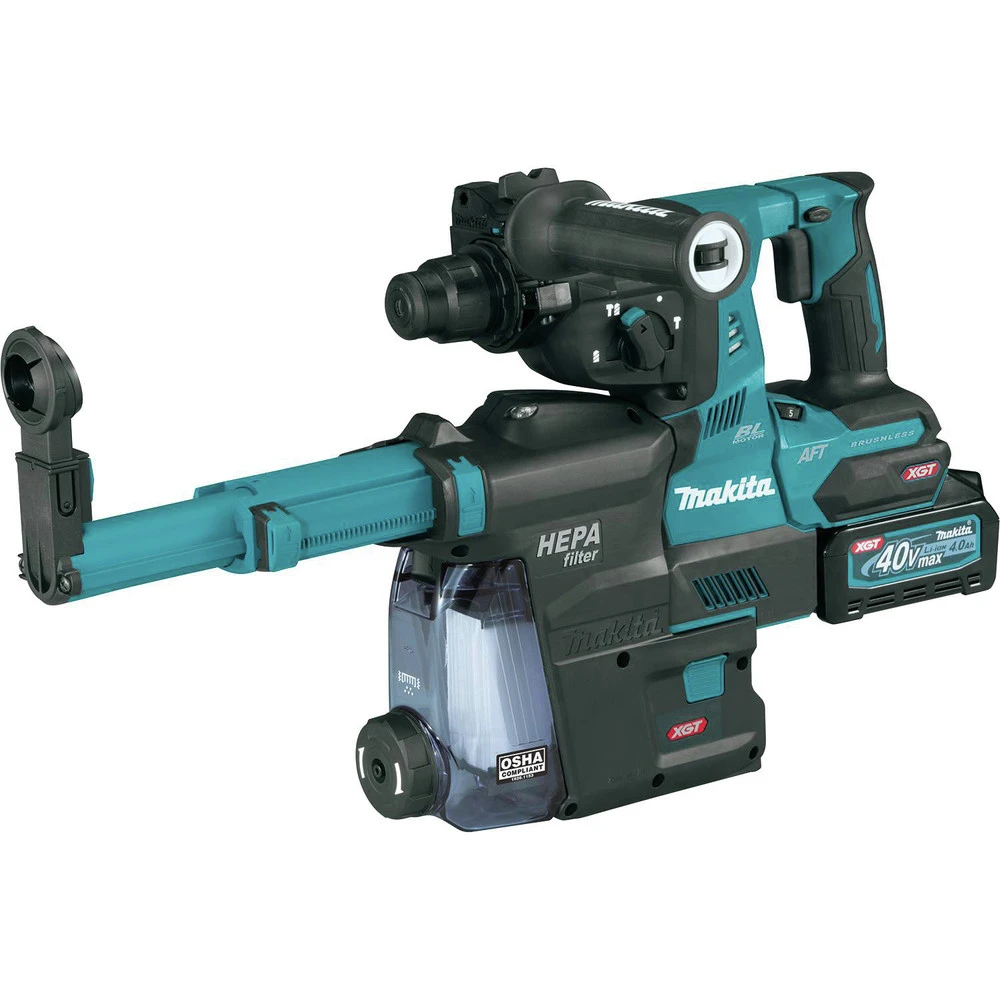 Makita GRH01M1W 40V Max XGT Brushless Lithium-Ion 1-1/8 In. Cordless AFT/AWS Capable AVT Rotary Hammer Kit With SDS-PLUS Dust Extractor (4 Ah) 4 Makita GRH01M1W 40V Max XGT Brushless Lithium-Ion 1-1/8 In. Cordless AFT/AWS Capable AVT Rotary Hammer Kit With SDS-PLUS Dust Extractor (4 Ah) - Image 2