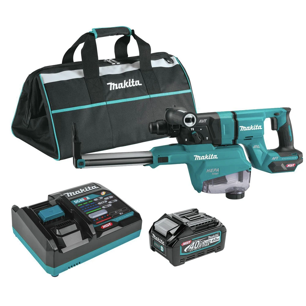Makita GRH07M1W 40V Max XGT Brushless Lithium-Ion 1-1/8 In. Cordless AFT/AWS Capable Accepts SDS-PLUS Bits AVT D-Handle Rotary Hammer Kit With Dust Extractor (4 Ah) 3 Makita GRH07M1W 40V Max XGT Brushless Lithium-Ion 1-1/8 In. Cordless AFT/AWS Capable Accepts SDS-PLUS Bits AVT D-Handle Rotary Hammer Kit With Dust Extractor (4 Ah)