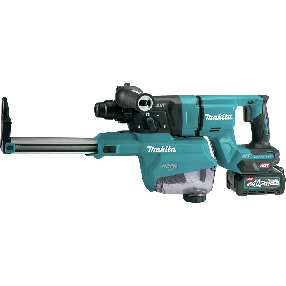 Makita GRH07M1W 40V Max XGT Brushless Lithium-Ion 1-1/8 In. Cordless AFT/AWS Capable Accepts SDS-PLUS Bits AVT D-Handle Rotary Hammer Kit With Dust Extractor (4 Ah) 4 Makita GRH07M1W 40V Max XGT Brushless Lithium-Ion 1-1/8 In. Cordless AFT/AWS Capable Accepts SDS-PLUS Bits AVT D-Handle Rotary Hammer Kit With Dust Extractor (4 Ah) - Image 2