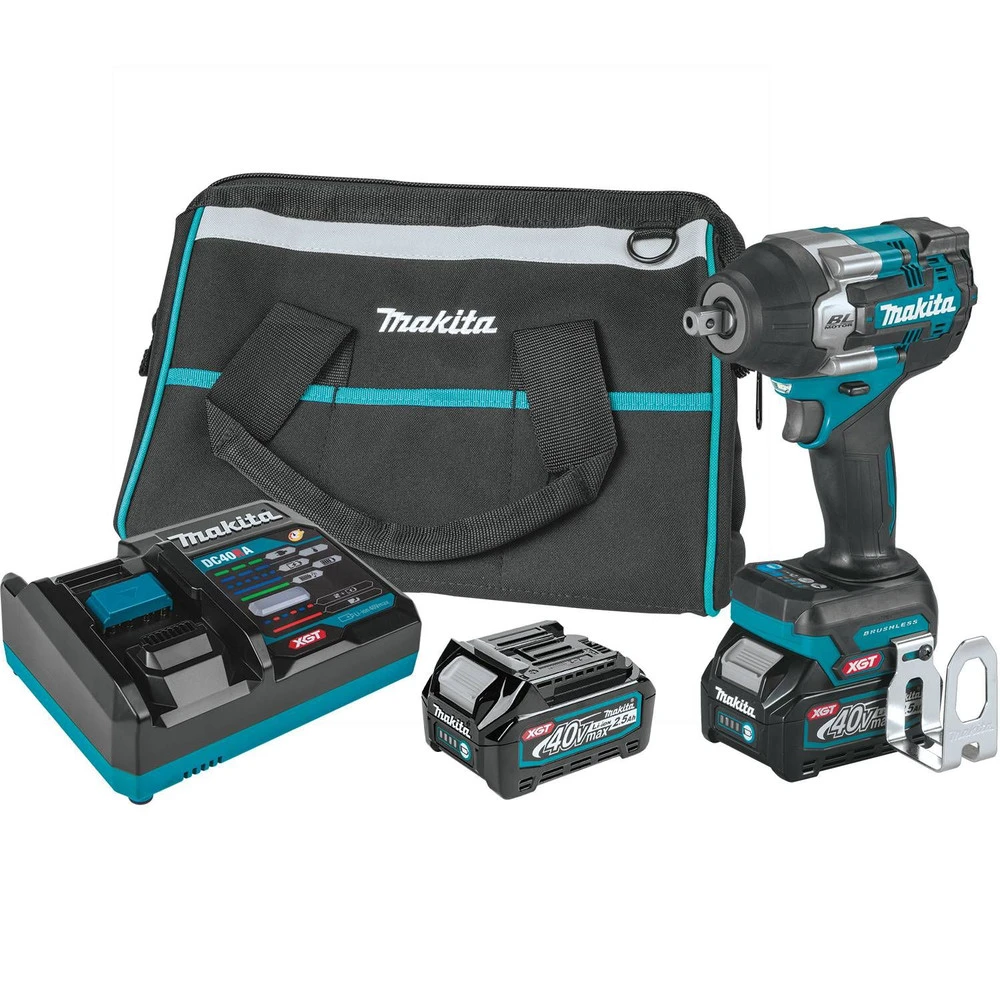 Makita GWT08D 40V Max XGT Brushless Lithium-Ion Cordless 4-Speed Mid-Torque 1/2 In. Sq. Drive Impact Wrench Kit With Detent Anvil And 2 Batteries (2.5 Ah) 3 Makita GWT08D 40V Max XGT Brushless Lithium-Ion Cordless 4-Speed Mid-Torque 1/2 In. Sq. Drive Impact Wrench Kit With Detent Anvil And 2 Batteries (2.5 Ah)