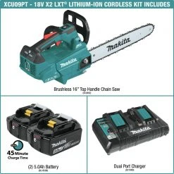 Makita XCU09PT 18V X2 (36V) LXT Lithium-Ion Brushless Cordless 16 In. Top Handle Chain Saw Kit (5 Ah) -Cheap Makita Store mktnxcu09pt a