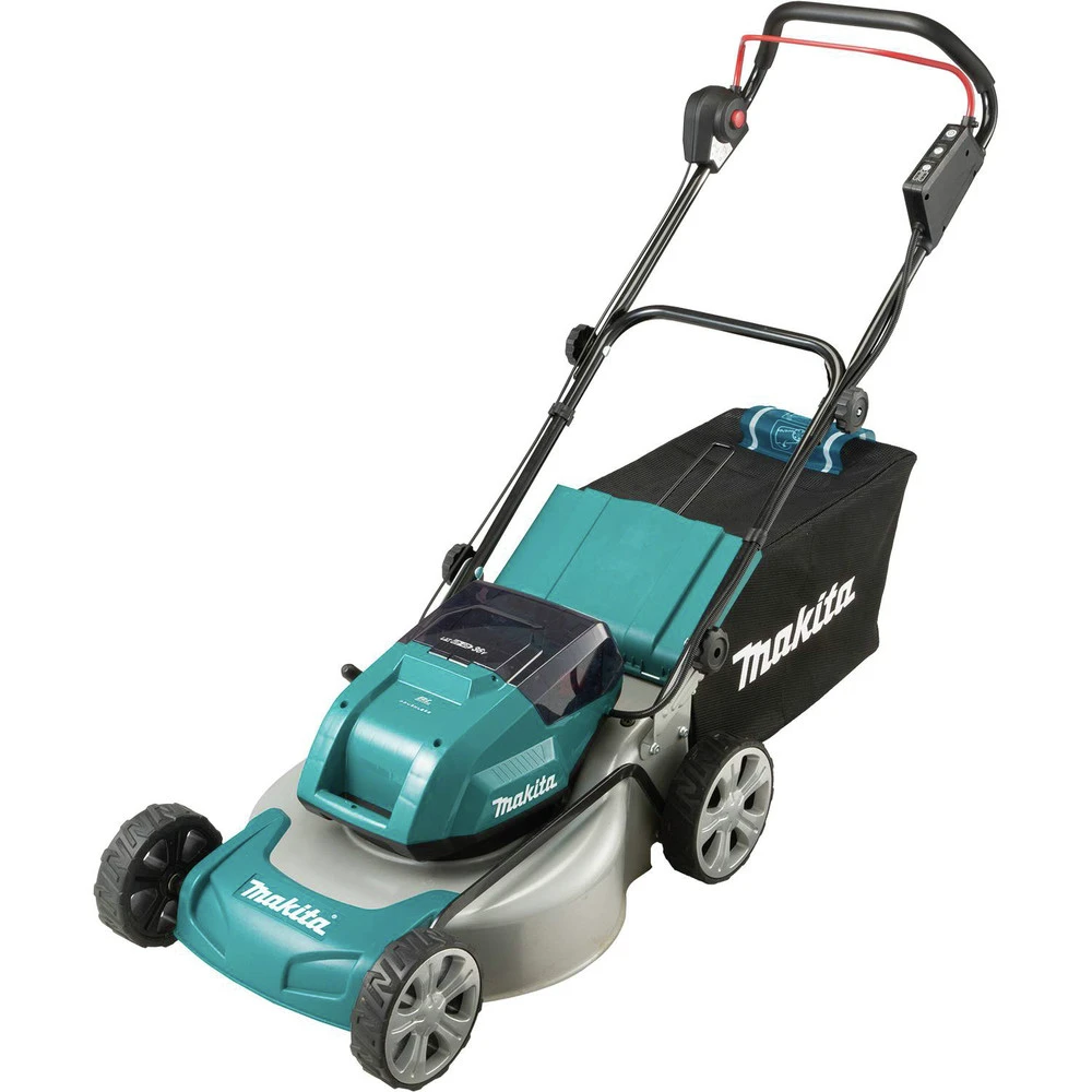 Makita XML03CM1 18V X2 (36V) LXT Brushless Lithium-Ion 18 In. Cordless Lawn Mower Kit With 4 Batteries (4 Ah) 4 Makita XML03CM1 18V X2 (36V) LXT Brushless Lithium-Ion 18 In. Cordless Lawn Mower Kit With 4 Batteries (4 Ah) - Image 2
