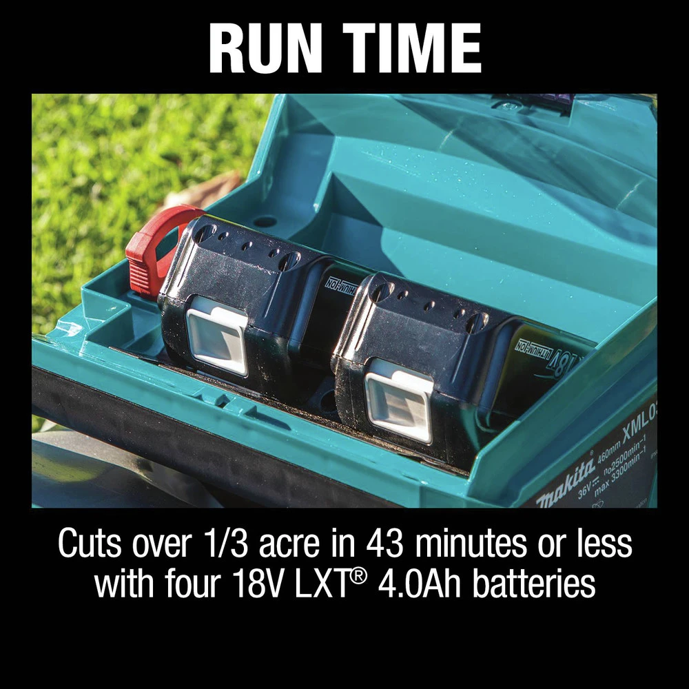 Makita XML03CM1 18V X2 (36V) LXT Brushless Lithium-Ion 18 In. Cordless Lawn Mower Kit With 4 Batteries (4 Ah) 11 Makita XML03CM1 18V X2 (36V) LXT Brushless Lithium-Ion 18 In. Cordless Lawn Mower Kit With 4 Batteries (4 Ah) - Image 9
