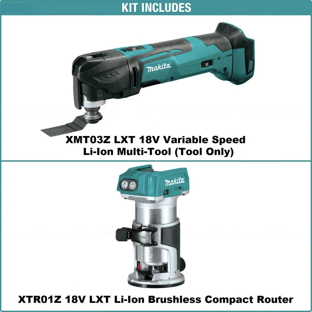Makita XMT03Z-XTR01Z 18V LXT Lithium-Ion Cordless Oscillating Multi-Tool And Compact Brushless Cordless Router Bundle 4 Makita XMT03Z-XTR01Z 18V LXT Lithium-Ion Cordless Oscillating Multi-Tool And Compact Brushless Cordless Router Bundle - Image 2