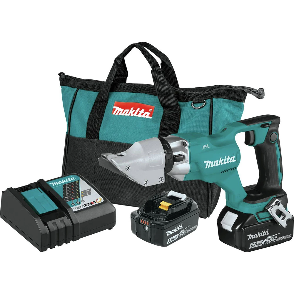 Makita XSJ03T 18V LXT Brushless Lithium-Ion 14 Gauge Cordless Straight Shear Kit With (2) 5 Ah Batteries 3 Makita XSJ03T 18V LXT Brushless Lithium-Ion 14 Gauge Cordless Straight Shear Kit With (2) 5 Ah Batteries