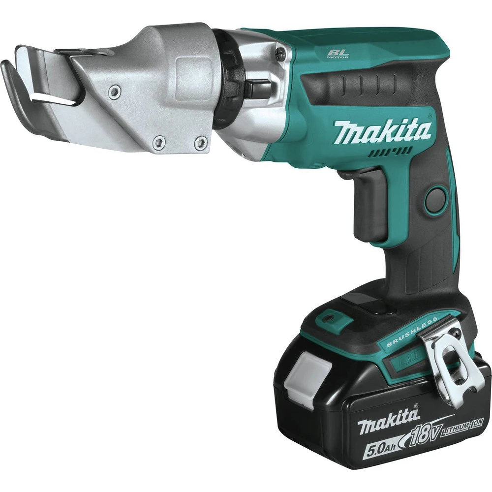 Makita XSJ04T 18V LXT Brushless Lithium-Ion 18 Gauge Cordless Offset Shear Kit With 2 Batteries (5 Ah) 4 Makita XSJ04T 18V LXT Brushless Lithium-Ion 18 Gauge Cordless Offset Shear Kit With 2 Batteries (5 Ah) - Image 2