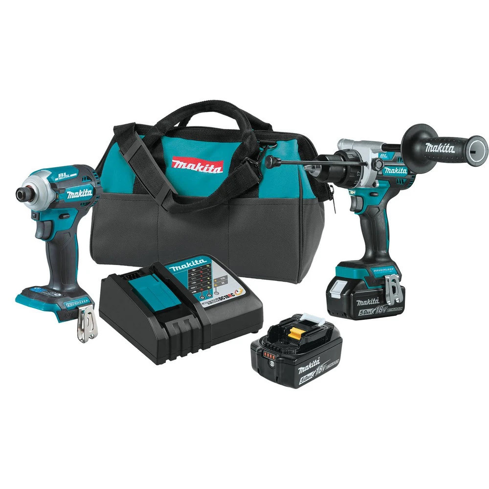 Makita XT288T 18V LXT Brushless Lithium-Ion 1/2 In. Cordless Hammer Drill Driver/ 4-Speed Impact Driver Combo Kit (5 Ah) 3 Makita XT288T 18V LXT Brushless Lithium-Ion 1/2 In. Cordless Hammer Drill Driver/ 4-Speed Impact Driver Combo Kit (5 Ah)
