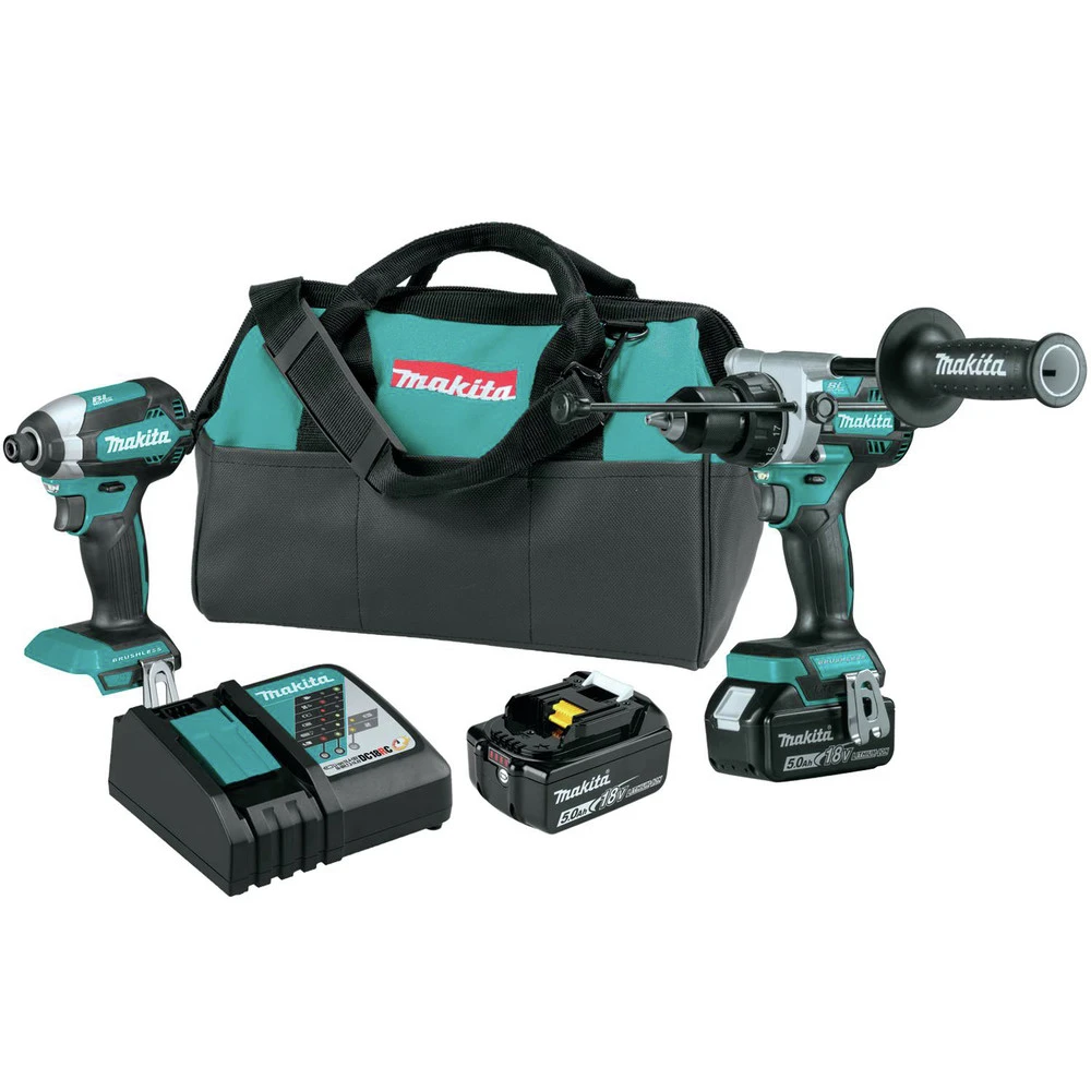 Makita XT291T 18V LXT Brushless Lithium-Ion 1/2 In. Cordless Hammer Drill Driver And Impact Driver Combo Kit With 2 Batteries (5 Ah) 3 Makita XT291T 18V LXT Brushless Lithium-Ion 1/2 In. Cordless Hammer Drill Driver And Impact Driver Combo Kit With 2 Batteries (5 Ah)