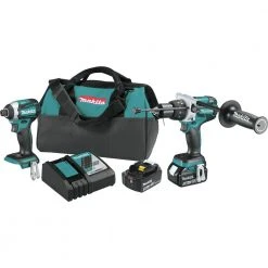 Factory Reconditioned Makita XT268T-R 18V LXT Brushless Lithium-Ion 1/2 In. Cordless Hammer Drill/ Impact Driver Combo Kit (5 Ah)