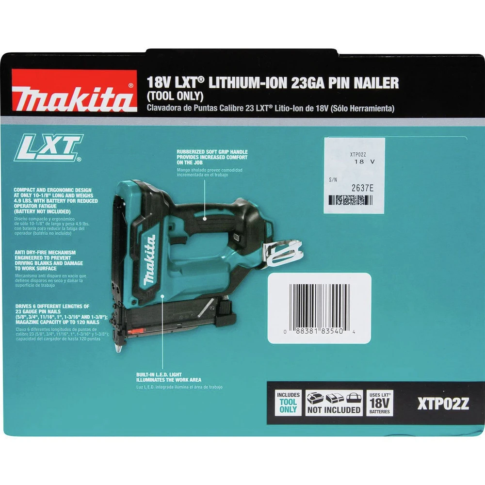 Factory Reconditioned Makita XTP02Z-R 18V LXT Lithium-Ion Cordless 23 Gauge Pin Nailer (Tool Only) 11 Factory Reconditioned Makita XTP02Z-R 18V LXT Lithium-Ion Cordless 23 Gauge Pin Nailer (Tool Only) - Image 9