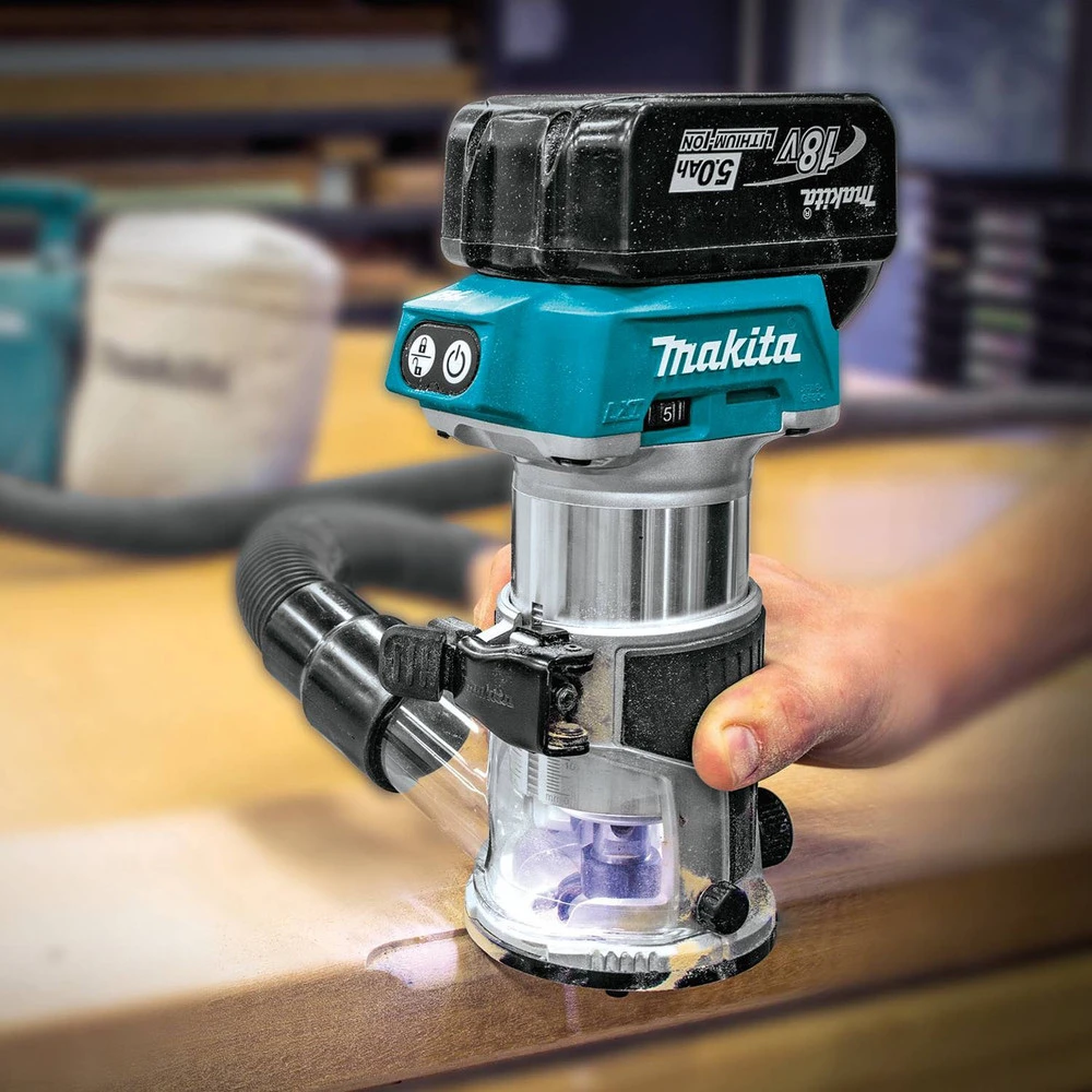 Factory Reconditioned Makita XTR01T7-R 18V LXT Lithium-Ion 1/4 In. Cordless Compact Router Kit (5 Ah) 7 Factory Reconditioned Makita XTR01T7-R 18V LXT Lithium-Ion 1/4 In. Cordless Compact Router Kit (5 Ah) - Image 5